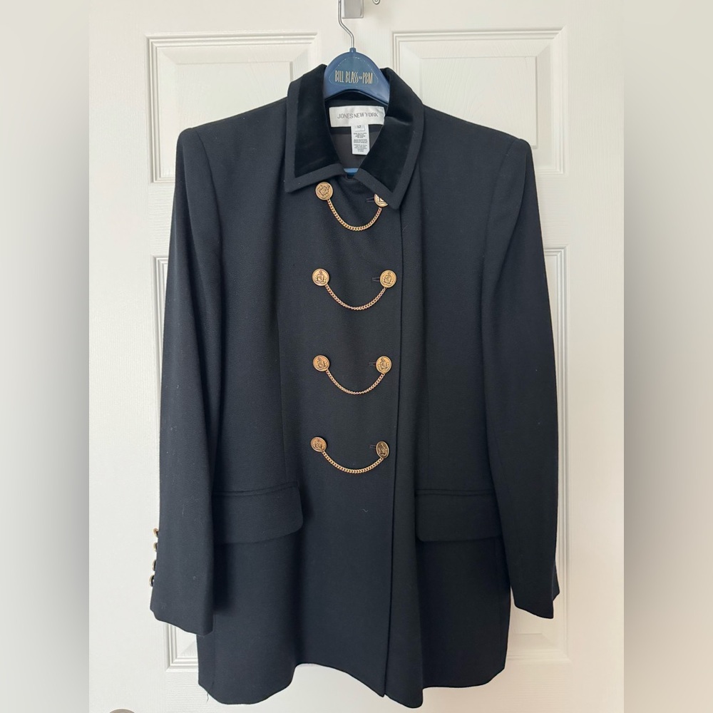 Jones New York Black Blazer with Gold Buttons (matching skirt included)